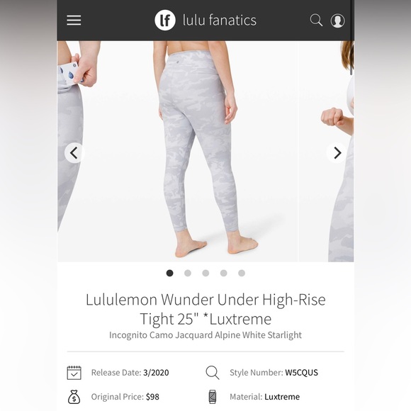 Lululemon Wunder Under High-Rise Leggings - Camo White - Picture 1 of 5